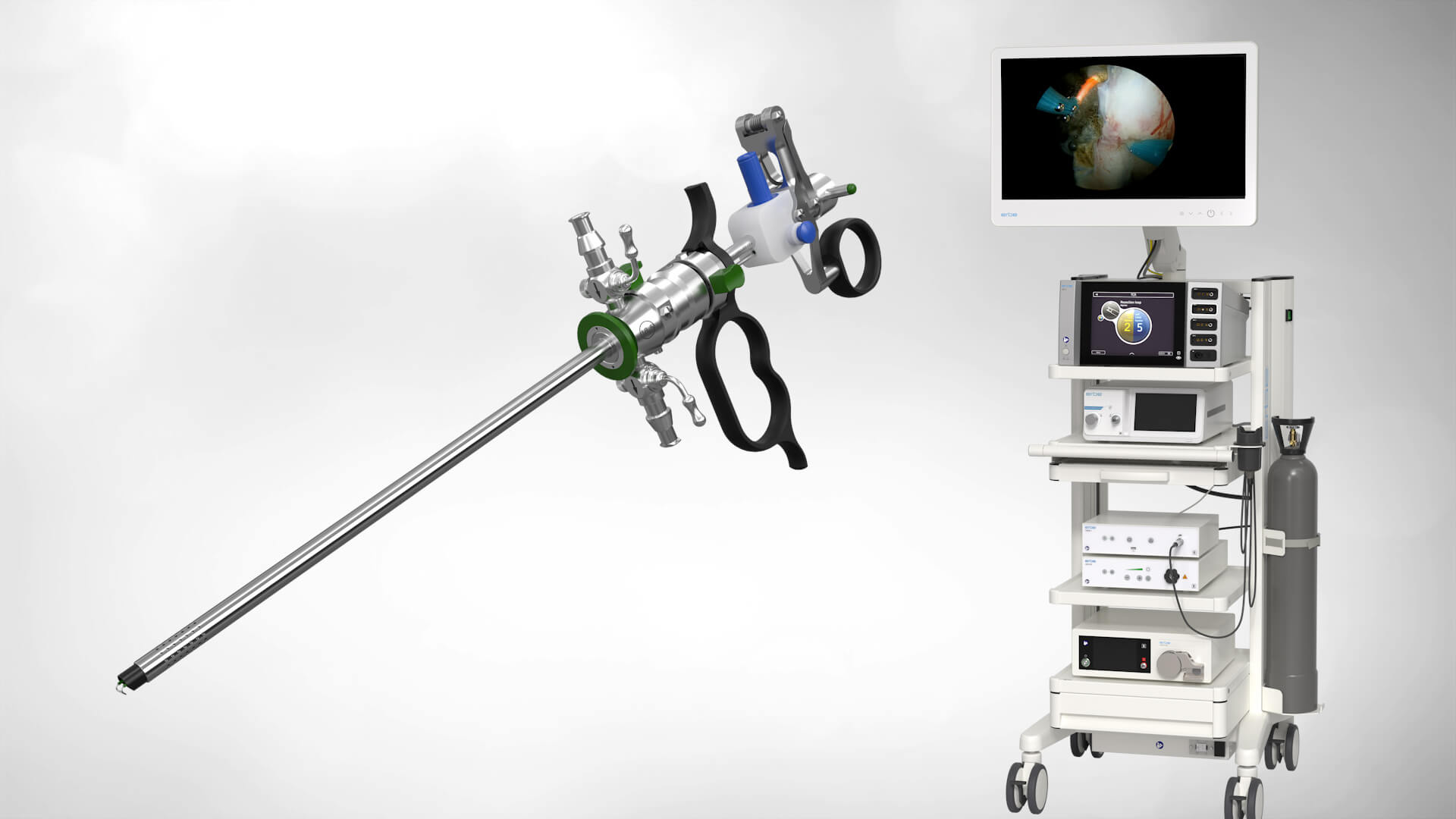 Complete system for hysteroscopy, cystoscopy, and resections with VIRON 1 full HD imaging system and VIO 3 electrosurgical unit